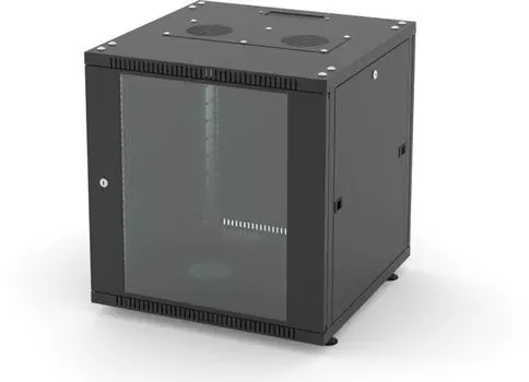 Шкаф напольный 19", 12U Filum FL-NT-1266GM1M-BK NETWORK (ШxГxВ) 600x600x623 мм, двери: стеклянная/сплошная металл, цвет черный RAL9005