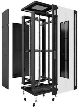 Шкаф напольный 19", 22U Cabeus SH-05C-22U60/100-BK телекоммуникационный 600x1000x1166mm (ШхГхВ) передняя стеклянная и задняя сплошная металлическая дв