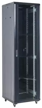Шкаф напольный 19", 32U Rexant 04-3266-212 6006001609, дверь сплошное стекло, черный, RAL 9005