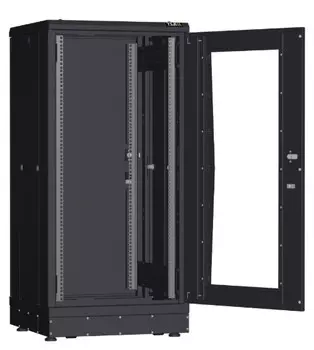 Шкаф напольный 19", 33U TLK TFR-336010-GMMM-R2-BK дверь со стеклом и металлическая, металлические стенки, Ш600хВ1610хГ1000мм, в разобранном виде, черн