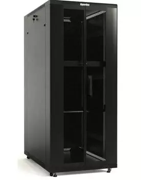 Шкаф напольный 19", 42U Hyperline TTBR-4281-DD-RAL9004 2055x800х1000 мм (ВхШхГ), передняя и задняя распашные перфорированные двери (75%), ручка с замк