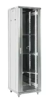 Шкаф напольный 19", 42U Rexant 04-4268-211 6008002054, дверь сплошное стекло, серый, RAL 7035