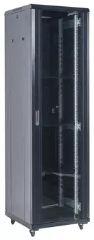 Шкаф напольный 19", 42U Rexant 04-4268-212 6008002054, дверь сплошное стекло, черный, RAL 9005