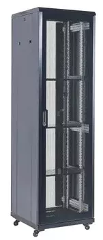 Шкаф напольный 19", 42U Rexant 04-4266-232 6008002054, дверь перфорация, черный, RAL 9005