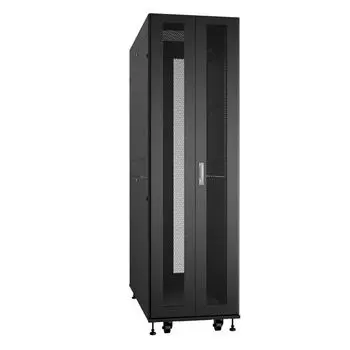 Шкаф напольный 19", 47U Cabeus ND-SC-47U60/120-BK 600x1200mm передняя и задняя двойные перфорированные двери, ручки с замком, цвет черный (RAL 9004)