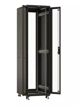 Шкаф напольный 19", 47U Hyperline TTBR-4761-DD-RAL9004 2277x600х1000мм(ВхШхГ), передняя/задняя распашные перфор. двери (75%), ручка с замком, крыша но