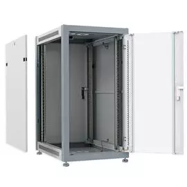 Шкаф напольный 19", 15U SYSMATRIX SL 6815.712 600x800x800mm, передняя дверь стекло, задняя дверь металл, поворотная ручка с замком, серый