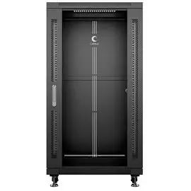 Шкаф напольный 19", 22U Cabeus SH-05C-22U60/80-BK телекоммуникационный 600x800x1166mm (ШхГхВ) передняя стеклянная и задняя сплошная металлическая двер