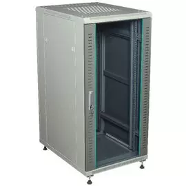 Шкаф напольный 19", 25U W&T B256080GWTWOF 600x800 мм, передняя дверь стекло, задняя глухая металл, цвет серый, без вент.