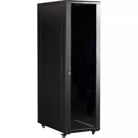 Шкаф напольный 19", 27U TWT TWT-CBB-27U-6x10-G1 Business, 600x1000, черный, передняя дверь стекло, задняя дверь распашная металл