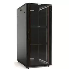 Шкаф напольный 19", 32U Hyperline TTB-3268-AS-RAL9004 1610x600х800 мм (ВхШхГ), передняя стеклянная дверь со стальными перфорированными боковинами, зад
