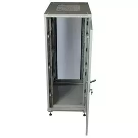 Шкаф напольный 19", 38U W&T C3860100GWTWOF 600x1000 мм, передняя дверь стекло, задняя перф., цвет серый. Без вент.