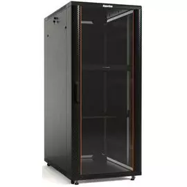 Шкаф напольный 19", 42U Hyperline TTB-4261-AS-RAL9004 передняя стеклянная дверь со стальными перфорированными боковинами, задняя дверь сплошная, ручка