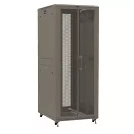 Шкаф напольный 19", 42U Hyperline TTR-4282-DD-RAL7035 передняя и задняя распашные перфорированные двери (75%), ручка с замком, 2 вертикальных кабельны