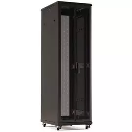 Шкаф напольный 19", 47U Hyperline TTR-4781-DD-RAL9005 2277x800х1000 мм, передняя и задняя распашные перфорированные двери (75%), ручка с замком, черны