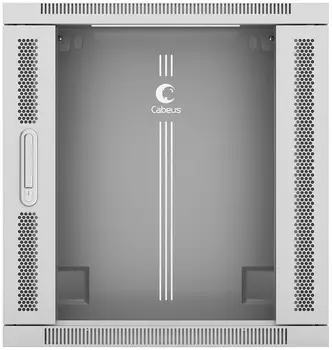 Шкаф настенный 19", 12U Cabeus SH-05F-12U60/60-R 600x600x635mm (ШхГхВ) дверь стекло, цвет серый (RAL 7035)