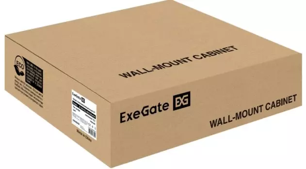 Шкаф настенный 19", 12U Exegate EC-WM-12U.450.G.BLACK EX298609RUS телекоммуникационный (19", 12U, 600x450x635mm (ШхГхВ), передняя дверь закаленное сте
