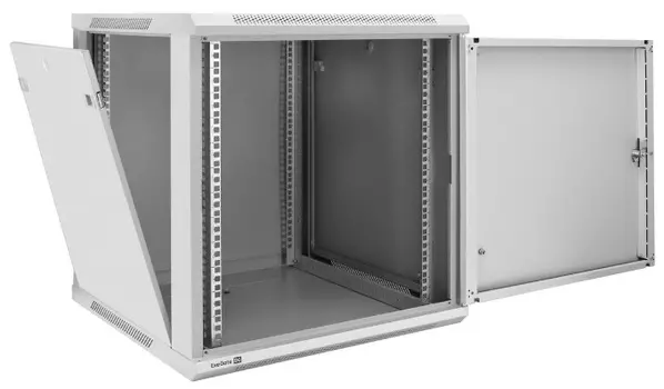 Шкаф настенный 19", 12U Exegate EC-WM-12U.600.M.GREY EX298616RUS телекоммуникационный (19", 12U, 600x600x635mm (ШхГхВ), передняя дверь металл, съемные