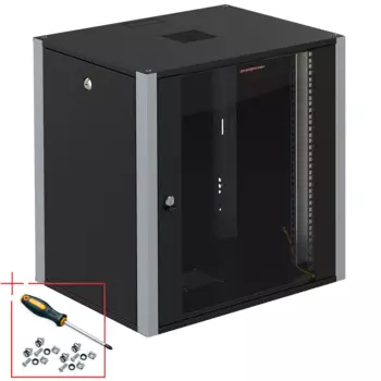 Шкаф настенный 19", 12U SYSMATRIX WP 6612.910 600x600x585mm, дверь стекло, черный