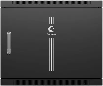 Шкаф настенный 19", 15U Cabeus SH-05F-15U60/45m-R-BK 600x450x769mm (ШхГхВ) дверь металл, цвет черный (RAL 9004)