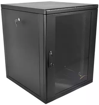 Шкаф настенный 19", 15U ЦМО ШРН-15.650-9005 телекоммуникационный сварной (600 650) съёмные стенки, дверь стекло, чёрный