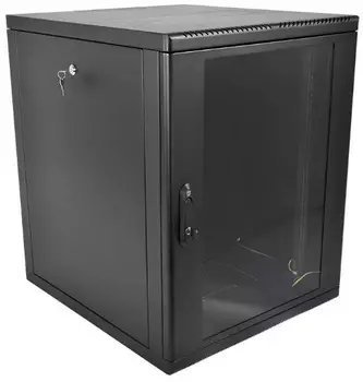 Шкаф настенный 19", 15U ЦМО ШРН-М-15.650-9005 телекоммуникационный разборный (600 650) съемные стенки, дверь стекло, цвет черный