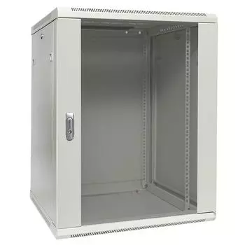 Шкаф настенный 19", 15U EKF TRP-WLL-1566-40G TERACOM PRO 600х600 мм дверь стеклянная с замком-ручкой серый