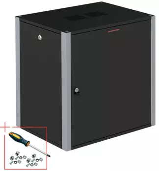 Шкаф настенный 19", 18U SYSMATRIX WP 6418.920 600x450x852mm (ШхГхВ) дверь металл, черный (RAL 9004/RAL7000)