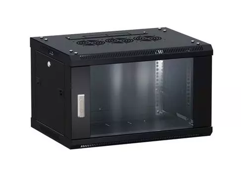 Шкаф настенный 19", 6U EKF TRP-WLL-0664-40B TERACOM PRO 600х450 мм дверь стеклянная с замком-ручкой чёрный