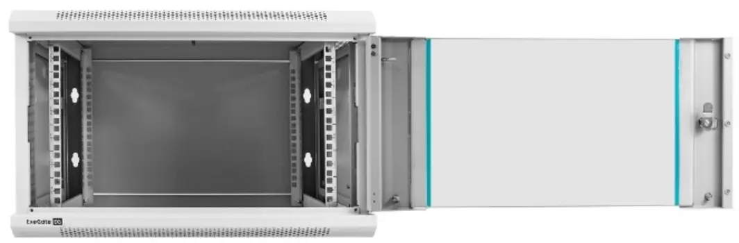 Шкаф настенный 19", 6U Exegate EC-WM-6U.450.G.GREY EX298599RUS телекоммуникационный (19", 6U, 600x450x370mm (ШхГхВ), передняя дверь закаленное стекло,