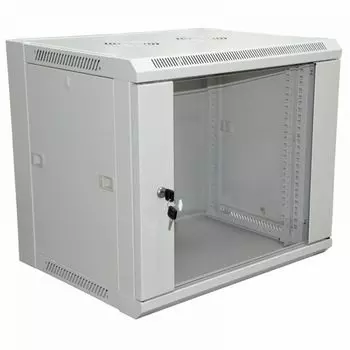 Шкаф настенный 19", 6U Rexant 04-2200 600450370 мм (ШxГxВ) - передняя дверь стекло, боковые стенки съемные (разобранный), RAL 7035