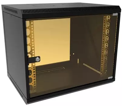 Шкаф настенный 19", 6U SUPRLAN 05-1093-B коммутационный 6U 600x450мм пер.дв.стекл направл.под закл.гайки 70кг черный металл