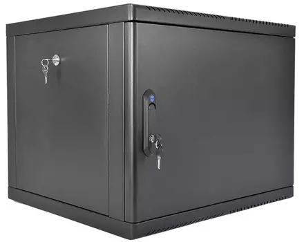 Шкаф настенный 19", 9U ЦМО ШРН-9.500.1-9005 телекоммуникационный сварной (600 500) съёмные стенки, дверь металл, чёрный