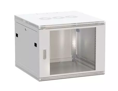 Шкаф настенный 19", 9U EKF TRP-WLL-0966-40G TERACOM PRO 600х600 мм дверь стеклянная с замком-ручкой серый