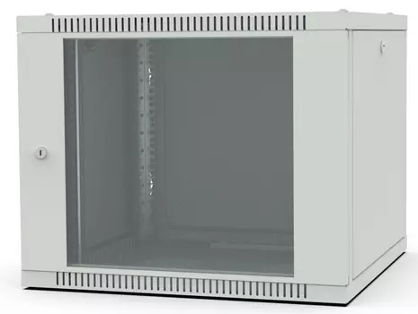 Шкаф настенный 19", 9U Filum FL-WB-0966GM-GY Wall Box (ШxГxВ) 600x600x490 мм, дверь стеклянная, цвет серый RAL7035