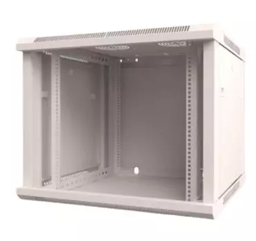 Шкаф настенный 19", 9U Rexant 04-0966-111 600600х501, дверь сплошное стекло, серый, RAL 7035