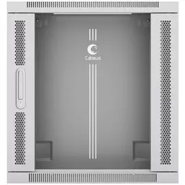 Шкаф настенный 19", 15U Cabeus SH-05F-15U60/60-R 600x600x769mm (ШхГхВ) дверь стекло, цвет серый (RAL 7035)