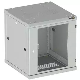 Шкаф настенный 19", 18U TLK TWC-186045-R-G-GY стеклянная дверь, Ш600хВ904хГ450мм, 2 пары монтажных направляющих, серый