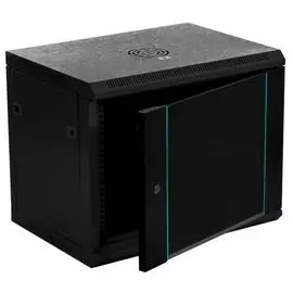 Шкаф настенный 19", 6U W&T C066045BWTWOF 600x450 мм, дверь стекло, цвет чёрный, без вент.