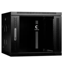Шкаф настенный 19", 9U Cabeus SH-05F-9U60/45-BK телекоммуникационный 600x450x501mm (ШхГхВ) дверь стекло, цвет черный (RAL 9004)