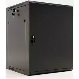 Шкаф настенный 19", 9U Hyperline TWB-0966-SR-RAL9004 500x600х600, металлическая передняя дверь с замком, две боковые панели, цвет черный (RAL 9004)