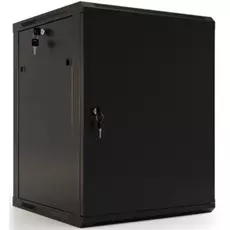 Шкаф настенный 19", 9U Hyperline TWB-0945-SR-RAL9004 500x600х450, металлическая передняя дверь с замком, две боковые панели, цвет черный (RAL 9004)