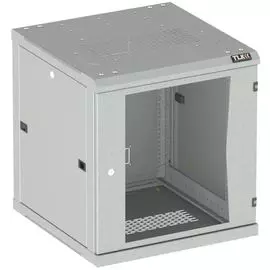Шкаф настенный 19", 9U TLK TWC-096045-R-G-GY стеклянная дверь, Ш600хВ503хГ450мм, 2 пары монтажных направляющих, серый