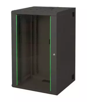 Шкаф настенный LANDE LN-PR20U6045-BL-111 PROline, 20U 19", 600x450x1001мм, дверь стекло, съемные стенки, цвет чёрный