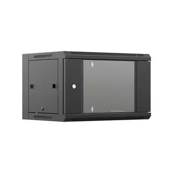 Шкаф настенный NTSS W 12U 600х450х635мм, 2 профиля 19", дверь стеклянная, черный RAL 9005 (NTSS-W12U6045GS-BL)