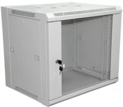 Шкаф настенный NTSS W 12U 600х600х635мм, 2 профиля 19", дверь стеклянная, серый RAL 7035 (NTSS-W12U6060GS)