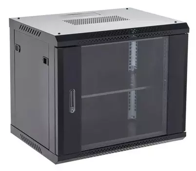 Шкаф серверный 19", 12U Rexant 04-1266-112 12U 600600х635, дверь сплошное стекло, черный, RAL 9005