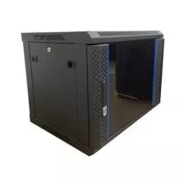 Шкаф Wize W12U45R 19", 12U, стеклянная передняя дверь, задняя стенка металлическая, неоткидная, макс. вес нагрузки 60 кг, сталь, черный, установка на