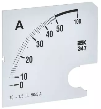 Шкала сменная IEK IPA20D-SC-0050 для амперметра Э47 50/5А-1,5 96х96мм