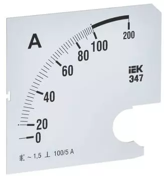 Шкала сменная IEK IPA20D-SC-0100 для амперметра Э47 100/5А-1,5 96х96мм